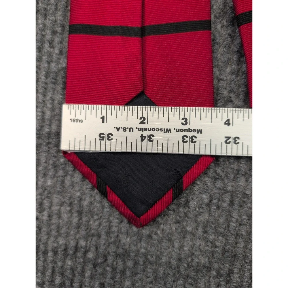 Vintage Brooks Brothers Makers Silk Tie Red W/ Black Stripe Made in USA